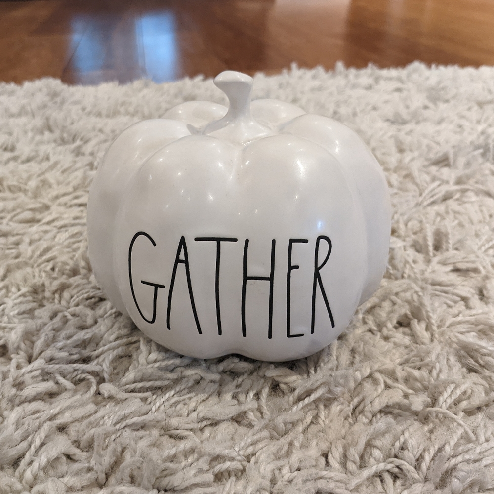 Rae Dunn ceramic "gather" pumpkin